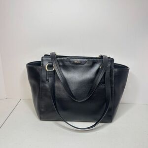 Lauren Ralph Lauren Leather Black Monogram Shoulder Bag Purse Womens Designer